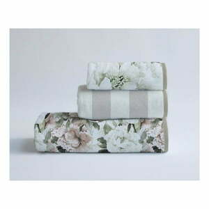 Zestaw 3 bawełnianych ręczników Velvet Atelier Beige Flowers obraz