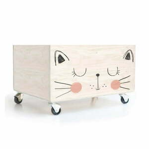 Pojemnik drewniany na kółkach Little Nice Things Cat obraz