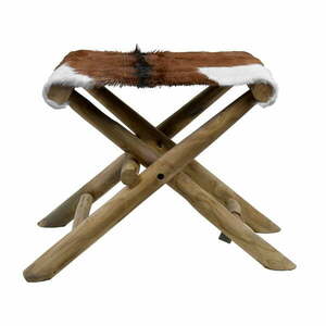 Brązowy stołek z litego drewna tekowego Goatskin – Ego Dekor obraz