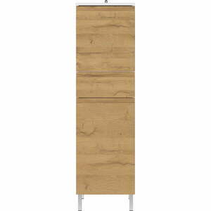 Biała wysoka szafka łazienkowa w dekorze dębu 34x120 cm Torrance – Germania obraz