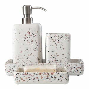 Biały zestaw akcesoriów łazienkowych z żywicy polimerowej Mozaik – Mioli Decor obraz