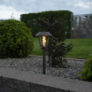 Brązowa solarna lampa ogrodowa LED Star Trading Fergus, wys. 35 cm obraz