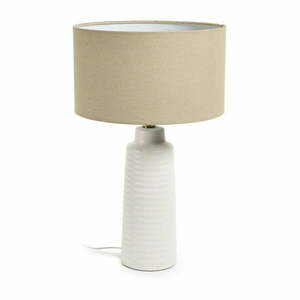 Biała lampa stołowa z tekstylnym kloszem (wys. 58 cm) Mijal – Kave Home obraz