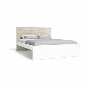 Białe łóżko dwuosobowe w dekorze dębu 140x190 cm Sahara – Marckeric obraz