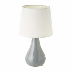 Biało-szara lampa stołowa ceramiczna z tekstylnym kloszem (wys. 26 cm) – Casa Selección obraz