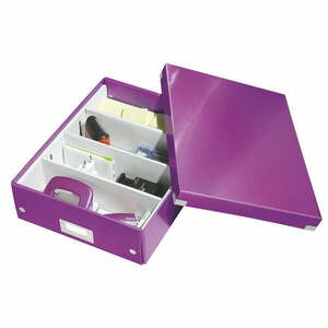 Fioletowy kartonowy pojemnik z pokrywką 28x37x10 cm Click&Store – Leitz obraz