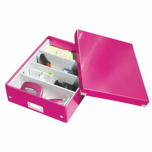 Różowy kartonowy pojemnik z pokrywką 28x37x10 cm Click&Store – Leitz obraz