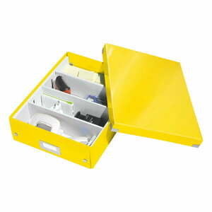 Żółty kartonowy pojemnik z pokrywką 28x37x10 cm Click&Store – Leitz obraz