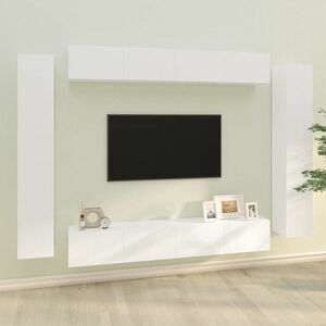 vidaXL 8-częściowy zestaw szafek telewizyjnych, biały obraz