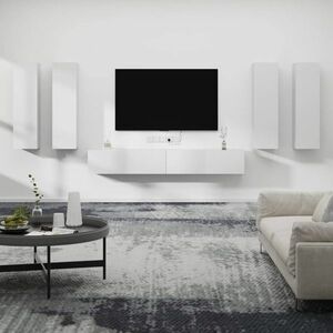vidaXL Zestaw 6 szafek telewizyjnych, biały, materiał drewnopochodny obraz