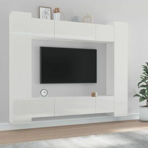 vidaXL 8-częściowy zestaw szafek telewizyjnych, biały z połyskiem obraz