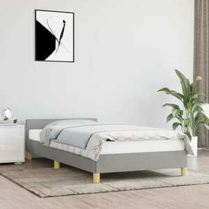 vidaXL Rama łóżka z zagłówkiem, jasnoszara, 100x200 cm, obity tkaniną obraz
