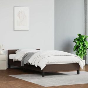 vidaXL Rama łóżka z zagłówkiem, brązowa, 90x190 cm, sztuczna skóra obraz