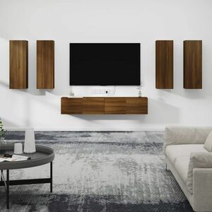 vidaXL Zestaw 6 szafek TV, brązowy dąb, materiał drewnopochodny obraz