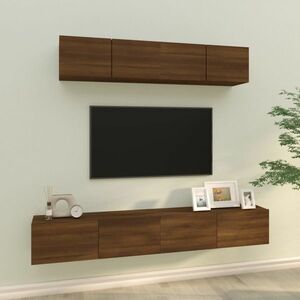 vidaXL Zestaw 4 szafek TV, brązowy dąb, materiał drewnopochodny obraz