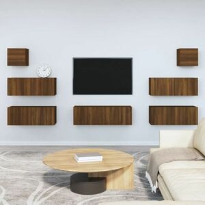 vidaXL Zestaw 7 szafek TV, brązowy dąb, materiał drewnopochodny obraz