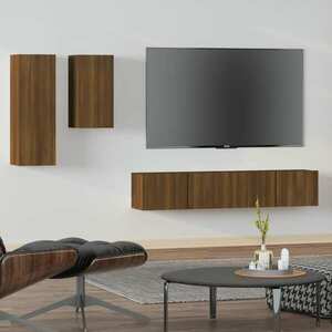 vidaXL Zestaw 4 szafek TV, brązowy dąb, materiał drewnopochodny obraz