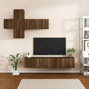 vidaXL Zestaw 7 szafek TV, brązowy dąb, materiał drewnopochodny obraz