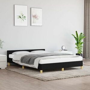 vidaXL Rama łóżka z zagłówkiem, czarna, 140x200 cm, obita tkaniną obraz