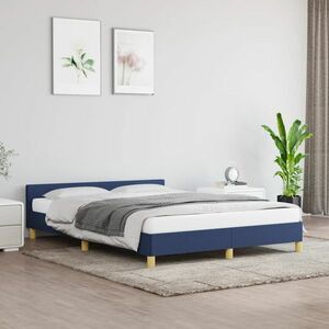 vidaXL Rama łóżka z zagłówkiem, niebieska, 140x190 cm, obita tkaniną obraz