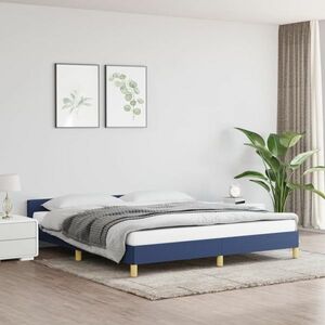 vidaXL Rama łóżka z zagłówkiem, niebieska, 160 x 200 cm, obita tkaniną obraz
