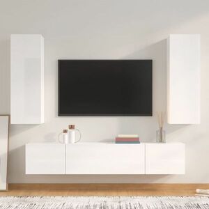 vidaXL Zestaw 4 szafek telewizyjnych, biały z połyskiem obraz