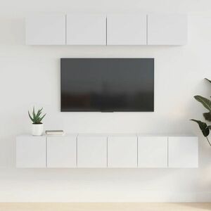 vidaXL 5-częściowy zestaw szafek telewizyjnych, biały z połyskiem obraz