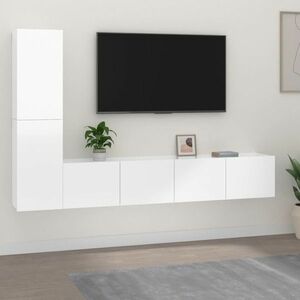 vidaXL Zestaw 4 szafek TV, biały z połyskiem, materiał drewnopochodny obraz