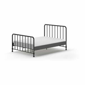 Czarne metalowe łóżko ze stelażem 140x200 cm BRONXX – Vipack obraz