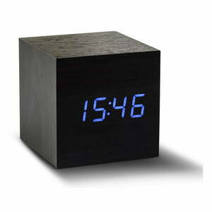 Czarny budzik z niebieskim wyświetlaczem LED Gingko Cube Click Clock obraz