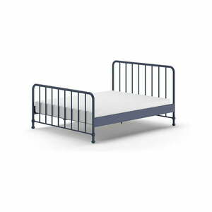 Niebieskie metalowe łóżko ze stelażem 160x200 cm BRONXX – Vipack obraz