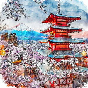 Obraz 50x50 cm Chureito Pagoda – Fedkolor obraz