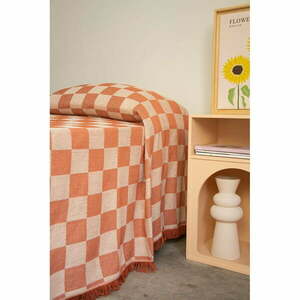 Ceglana/beżowa narzuta na łóżko dwuosobowe 240x240 cm Terracota Checkerboard – Really Nice Things obraz