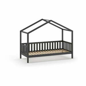 Antracytowe łóżko dziecięce w kształcie domku z litego drewna sosnowego 90x200 cm DALLAS – Vipack obraz