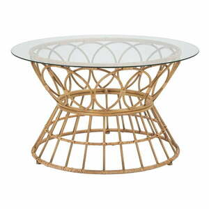 Naturalny okrągły stolik ze szklanym blatem ø 75 cm Panama – Mauro Ferretti obraz
