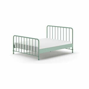 Zielone metalowe łóżko ze stelażem 160x200 cm BRONXX – Vipack obraz