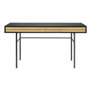 Czarne biurko Woodman Stripe, 130x60 cm obraz