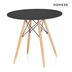 Okrągły stół z czarnym blatem ø 80 cm Tebe – Homede obraz