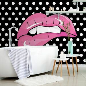 Samoprzylepna tapeta pop-artowe różowe usta obraz
