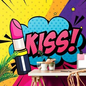 Samoprzylepna tapeta pop art pomadka - KISS! obraz