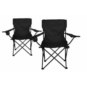 Zestaw na camping - 2x składane krzesło z uchwytem - czarne obraz