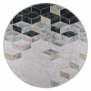 Biało-szary okrągły dywan odpowiedni do prania ø 80 cm – Vitaus obraz