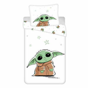 Bawełniana dziecięca pościel jednoosobowa 140x200 cm Star Wars Baby Yoda – Jerry Fabrics obraz