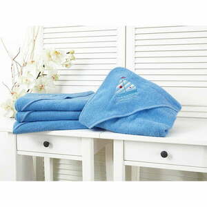 Niebieski ręcznik dziecięcy frotte z kapturem 90x100 cm Baby – B.E.S. obraz