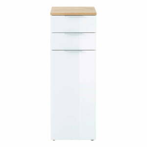 Biała wysoka szafka łazienkowa w dekorze dębu 39x112 cm Pescara – Germania obraz