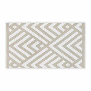 Beżowo-biały bawełniany dywanik łazienkowy Foutastic Geometric, 100x180 cm obraz