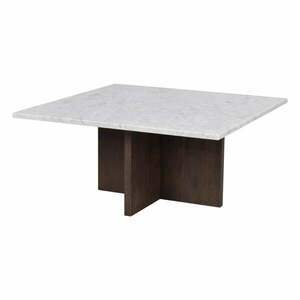 Biało-brązowy marmurowy stolik 90x90 cm Brooksville – Rowico obraz