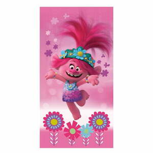 Różowy bawełniany ręcznik dziecięcy 70x140 cm Trolls – Jerry Fabrics obraz