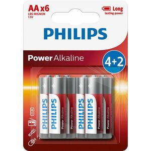 6 baterii PHILIPS AA 1, 5 V obraz