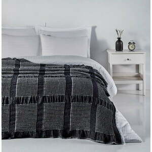 Czarna bawełniana narzuta na łóżko dwuosobowe 230x250 cm Waffle – Mijolnir obraz